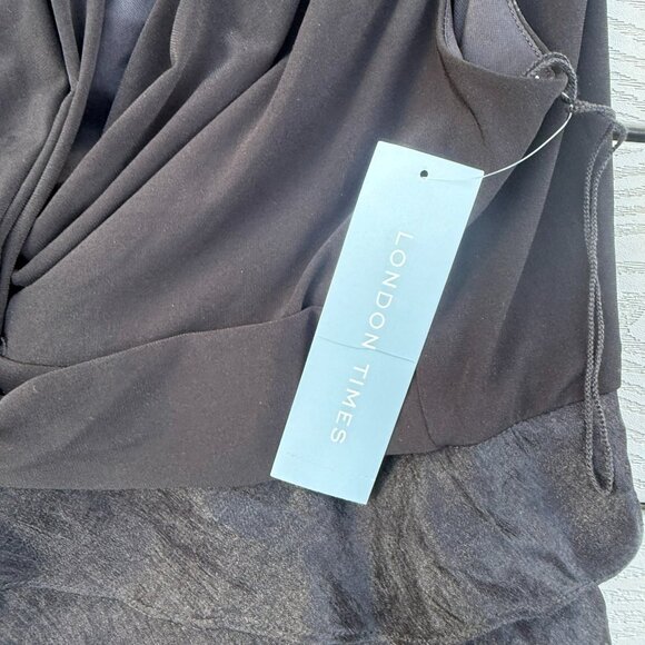 London Times Womens Size 18 Black Midi Tiered Dress Sleeveless Layered - Picture 4 of 5